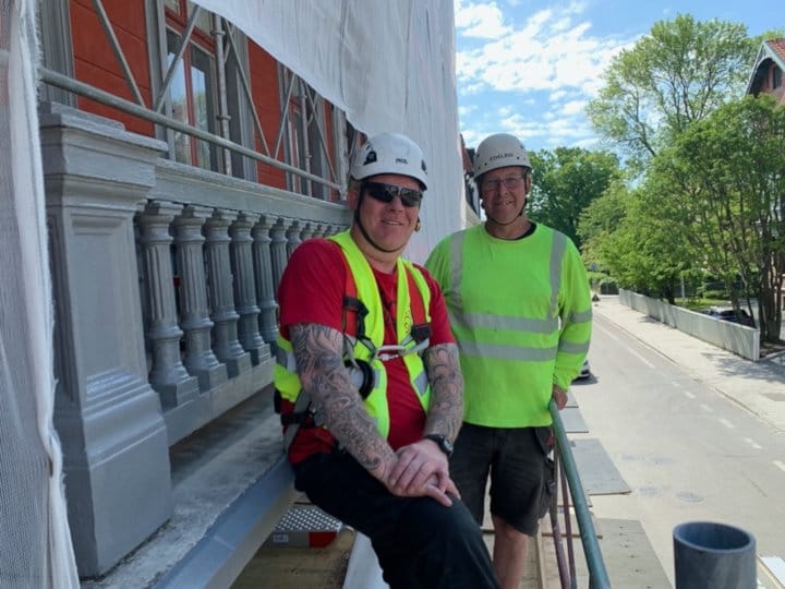 Byggställningar på "Ingmar Bergmans hus" i Uppsala