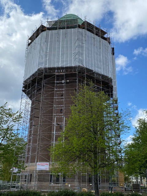 Byggställning runt Södervärns vattentorn, Malmö